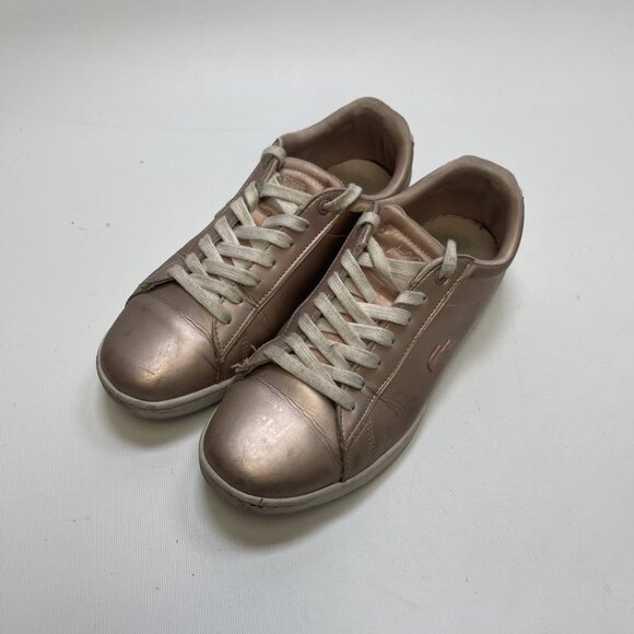 Lacoste Carnaby EVO Metallic Light Pink Sneakers Preppy Womens Size 7.5 US - Picture 4 of 14